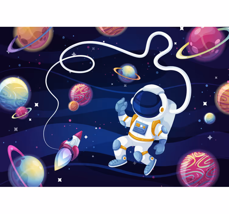 Roleta dla dzieci z astronautami i rakietami - TenStickers
