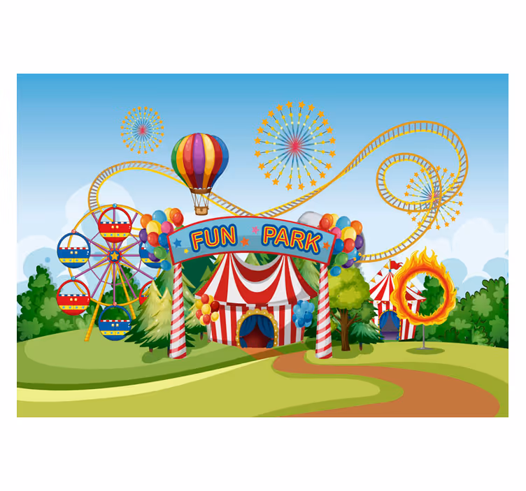 Roleta dla dzieci w kolorowy park rozrywki - TenStickers