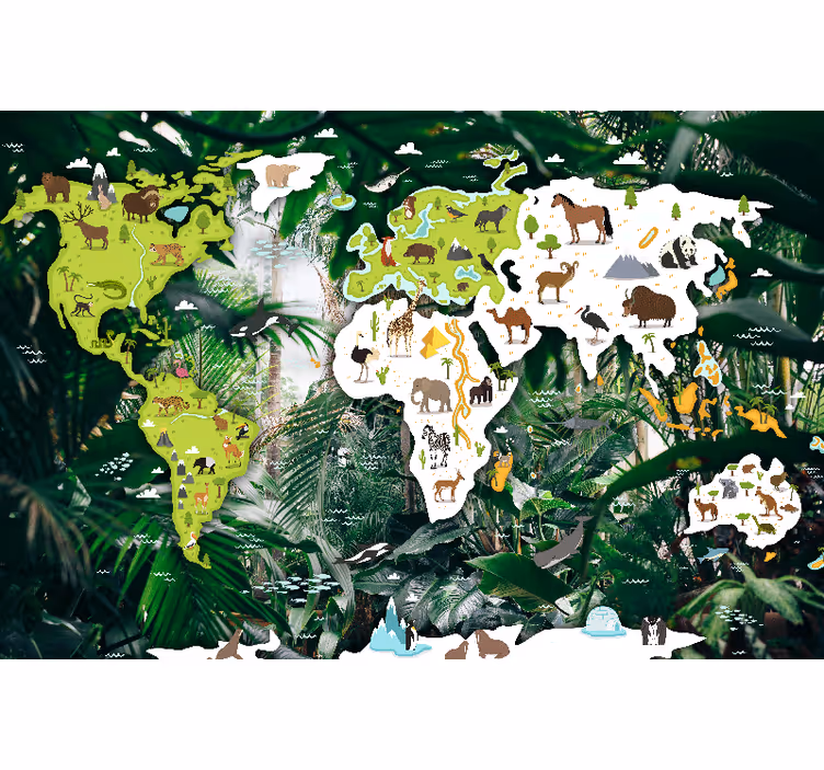 Roleta dla dzieci mapa świata safari - TenStickers