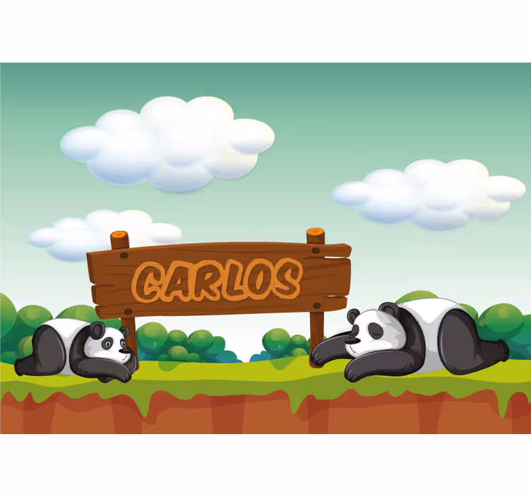 Roleta dla dzieci z imieniem w panda pokoju - TenStickers