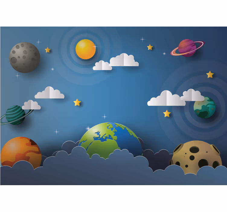 Roleta dla dzieci z rysunkami planet w linii - TenStickers