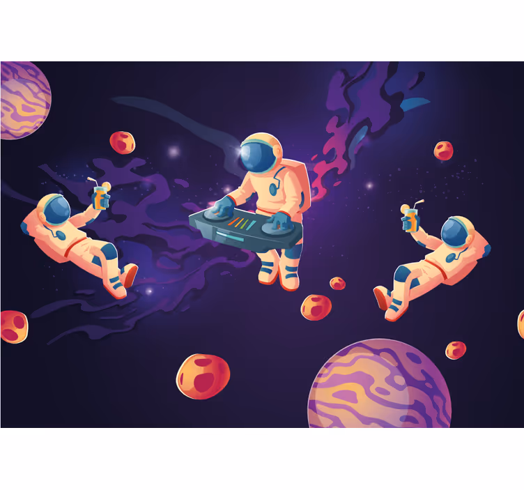 Roleta dla dzieci z astronautami w akcji - TenStickers