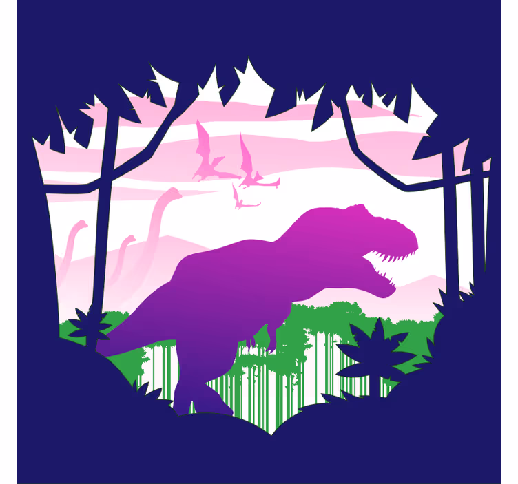 Roleta dla dzieci duży dinozaur z ptakami dywan vinyl - TenStickers