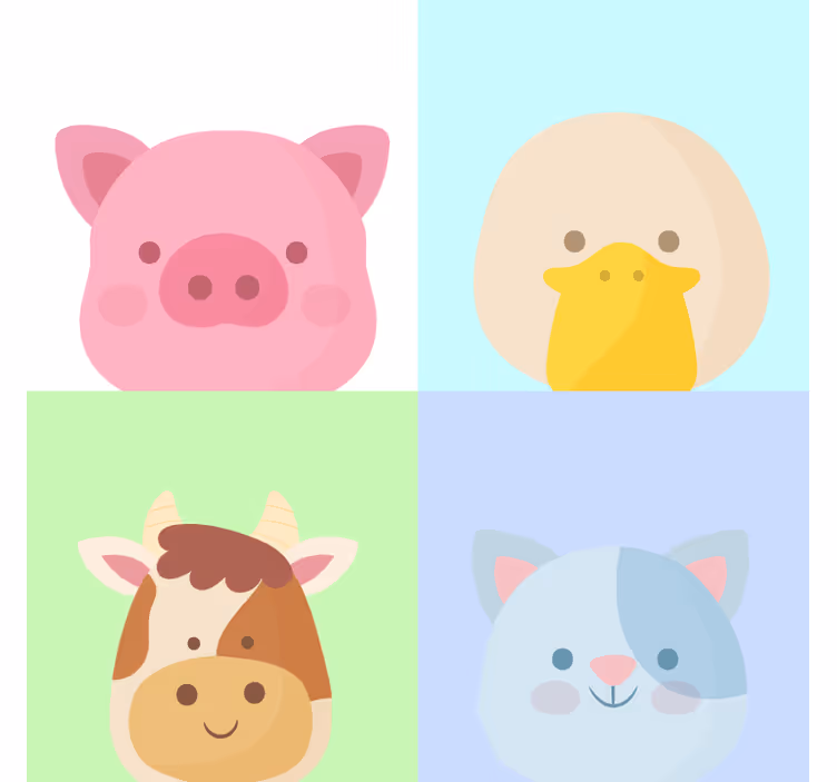 Roleta dla dzieci 4 urocze zwierzątka z farmy - TenStickers