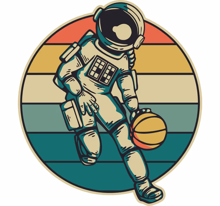 Roleta dla dzieci z vintage astronautą grającym w koszykówkę - TenStickers