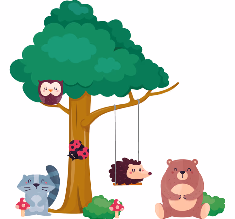 Roleta dla dzieci zwierzęta leśne przy huśtawce - TenStickers