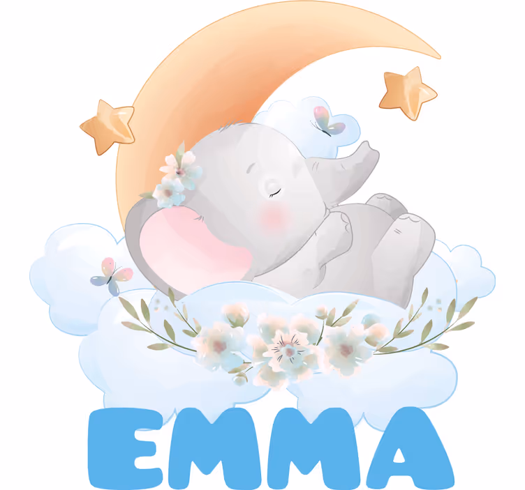 Roleta dla dzieci z imieniem i uroczym słoniem - TenStickers