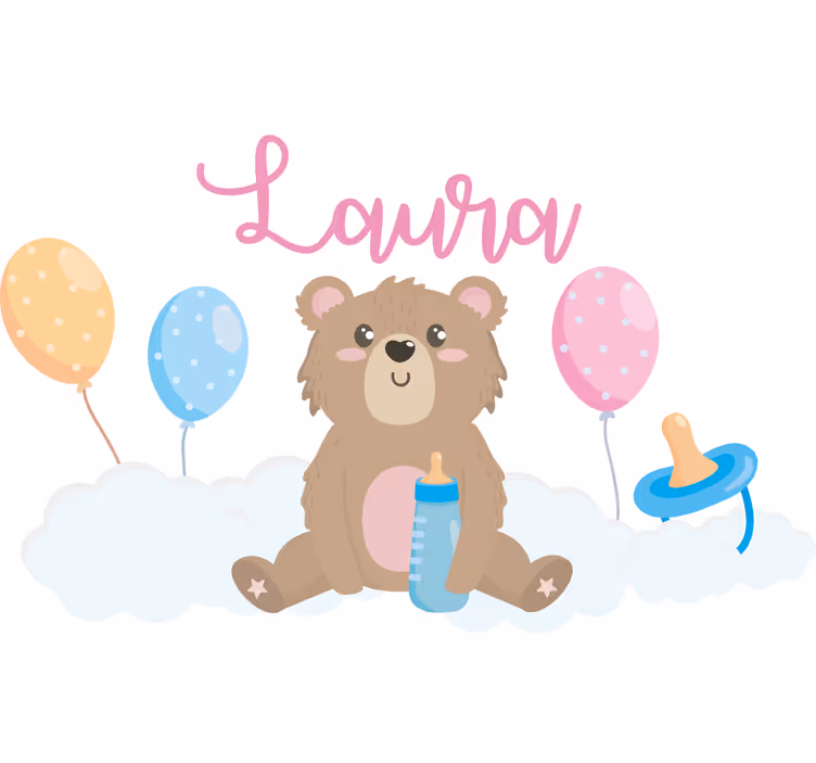 Roleta dla dzieci z uroczym misiem i imieniem - TenStickers