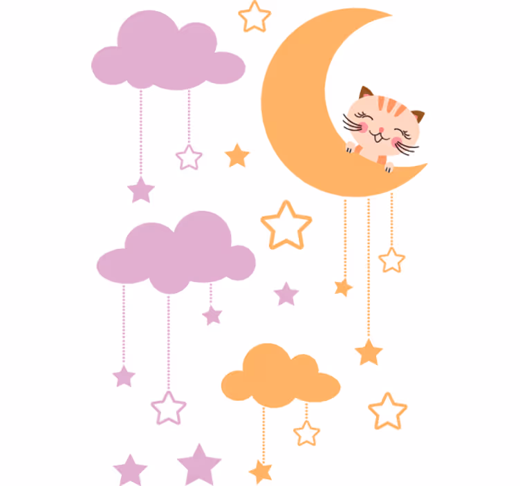 Roleta dla dzieci z kotkiem na księżycu - TenStickers