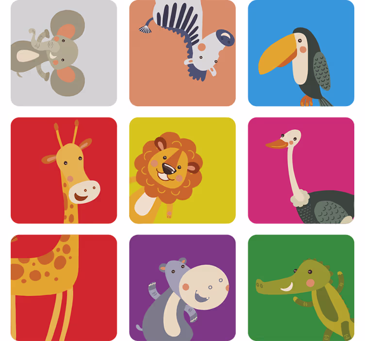 Roleta dla dzieci kolorowe kafelki ze zwierzętami - TenStickers
