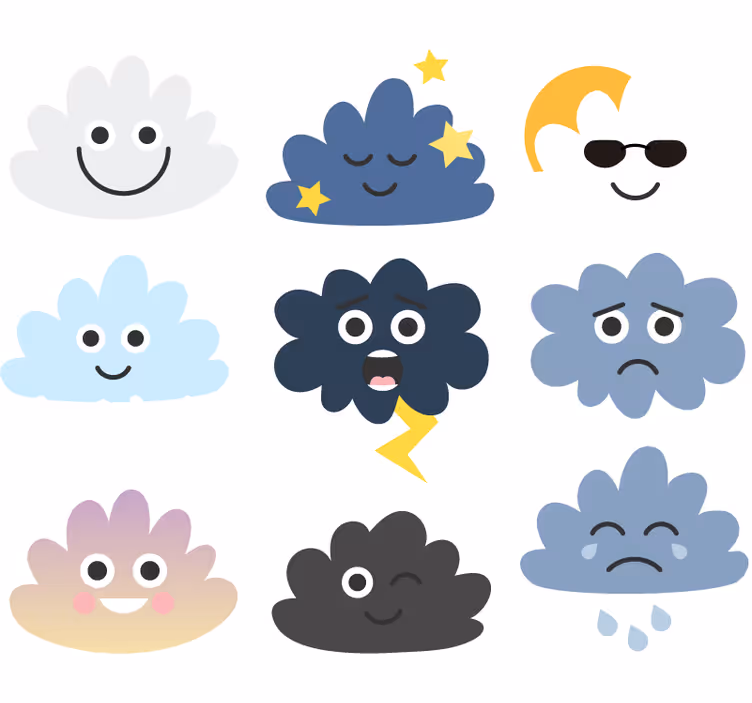 Roleta dla dzieci chmurki z buziami - TenStickers