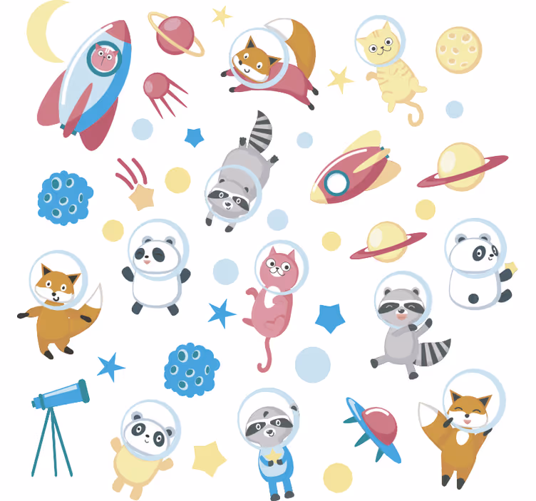 Roleta dla dzieci zwierzęta w kosmosie - TenStickers