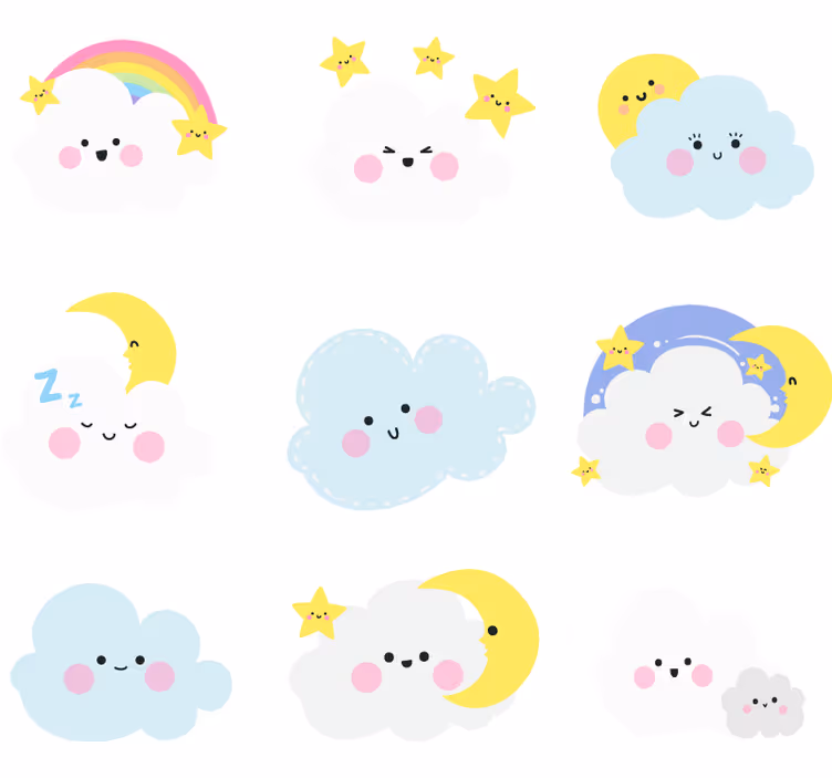 Roleta dla dzieci w białe i niebieskie chmurki - TenStickers