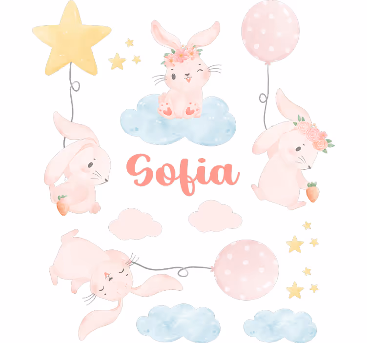 Roleta dla dzieci różowe balony z króliczkami - TenStickers