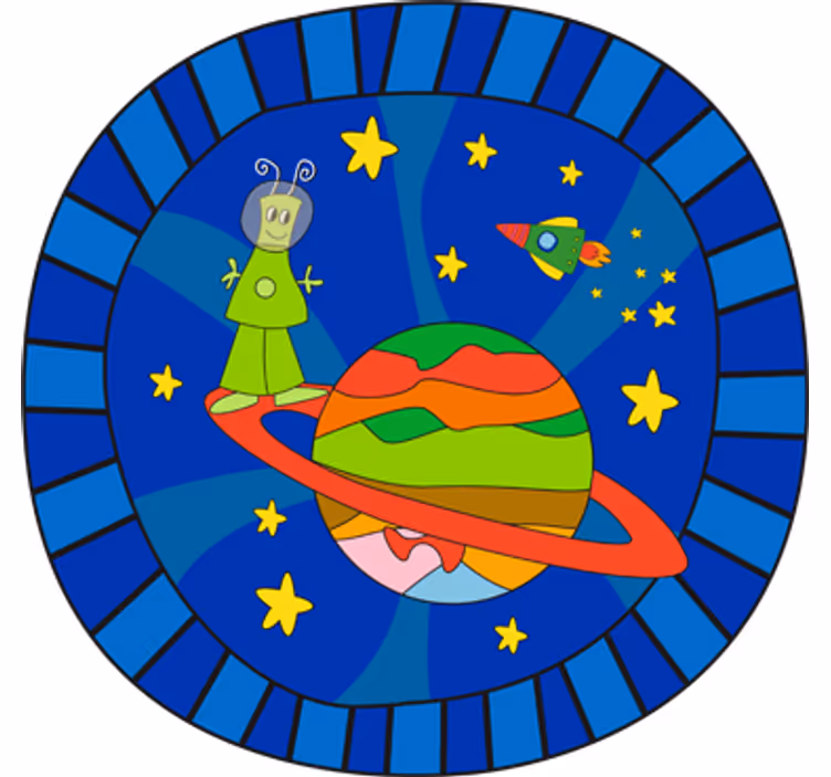 Roleta dla dzieci w zielone kosmiczne wzory - TenStickers