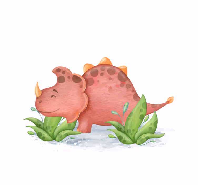 Roleta dla dzieci z nordyckim dinozaurem w czerwonych rogach - TenStickers