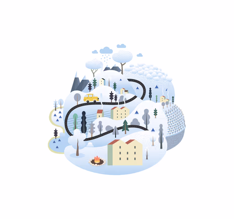 Roleta dla dzieci szare miasteczko z górami - TenStickers