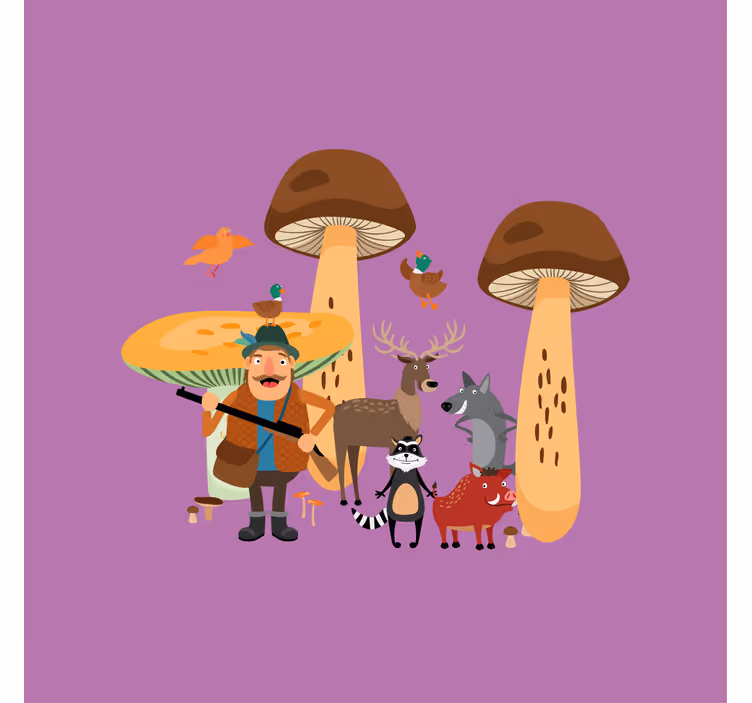 Roleta dla dzieci ptaki w leśnym grzybie - TenStickers
