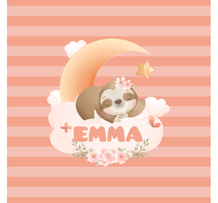 Roleta dla dzieci uroczy leniwiec z imieniem - TenStickers