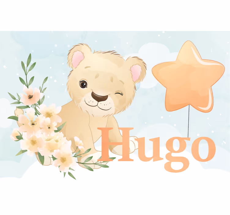 Roleta dla dzieci z uroczym lwem i imieniem chłopca - TenStickers