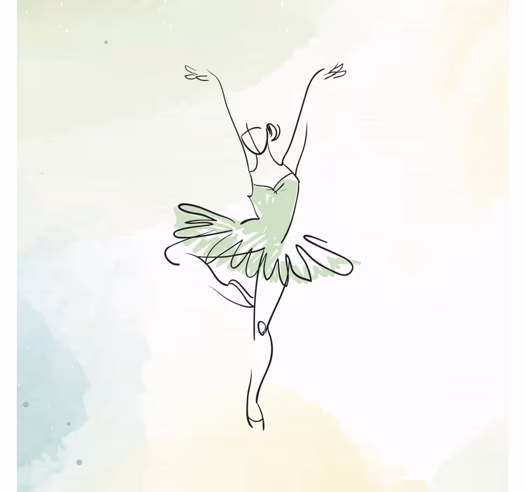 Roleta dla dzieci balerina w pozie - rysunek liniowy - TenStickers