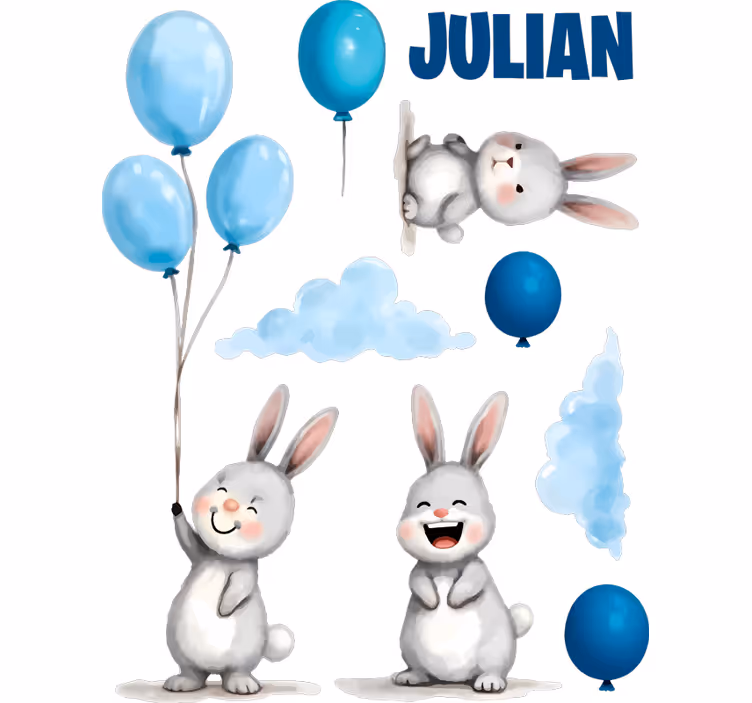 Roleta dla dzieci niebieskie balony z króliczkami - TenStickers