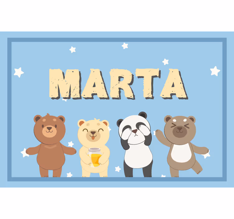 Roleta dla dzieci z uroczym, personalizowanym misiem - TenStickers