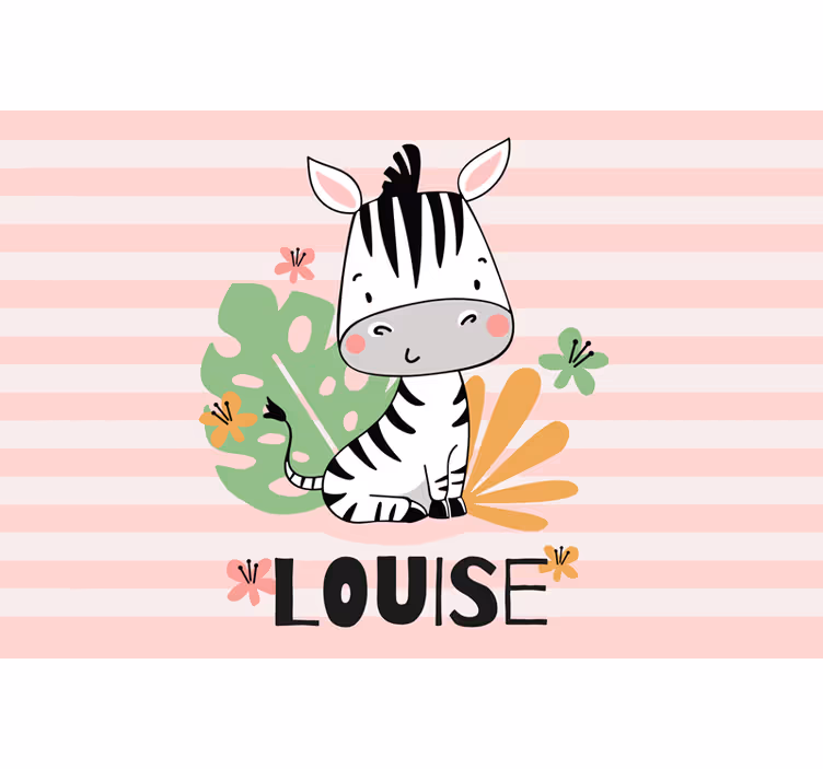 Roleta dla dzieci piękna zebra z imieniem - TenStickers