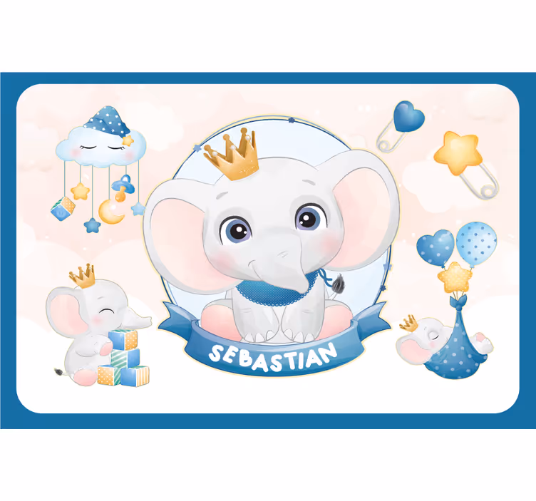 Roleta dla dzieci z uroczym słonikiem dla chłopca - TenStickers