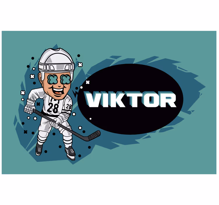 Roleta dla dzieci zabawny hokeista z imieniem - TenStickers