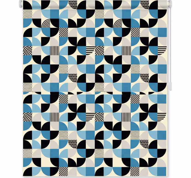 Roleta do kuchni w retro niebieski wzór bauhaus - TenStickers
