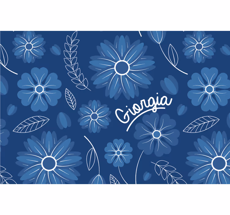 Niebieska roleta elegancki wzór w kwiaty - TenStickers