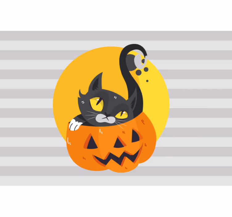 Szara roleta z dyniami i czarnym kotem - TenStickers
