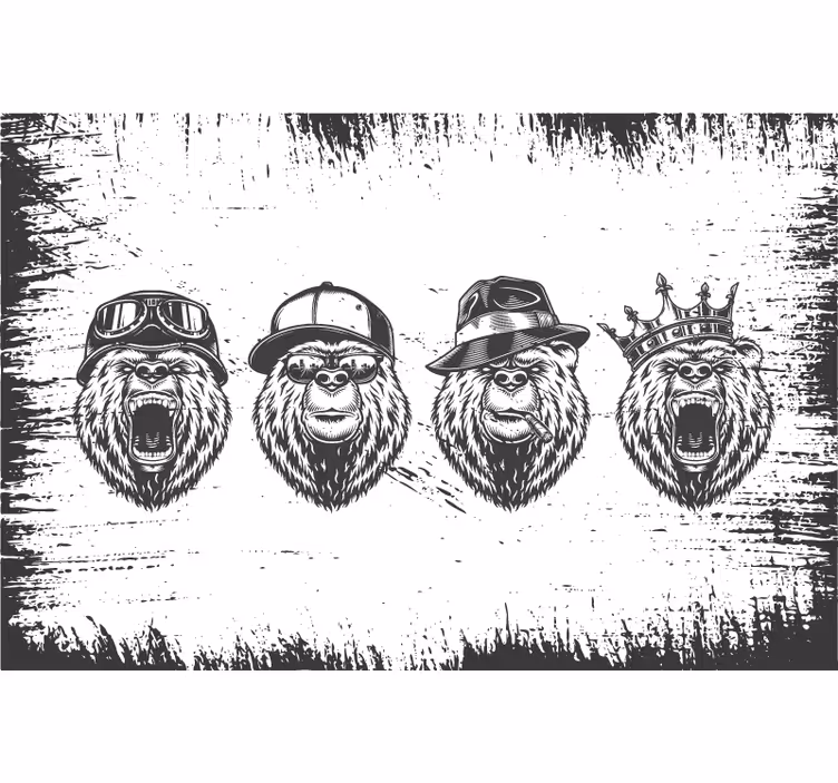 Szara roleta z niedźwiedziem w stylu vintage - TenStickers