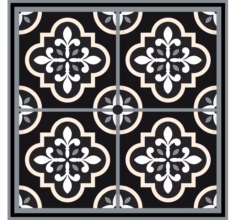 Roleta do biura w czarno-białe kwiaty - TenStickers