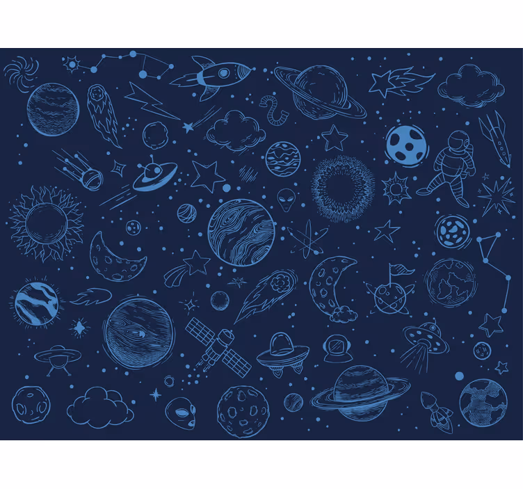 Roleta dla dzieci z wieloma symbolami kosmosu - TenStickers