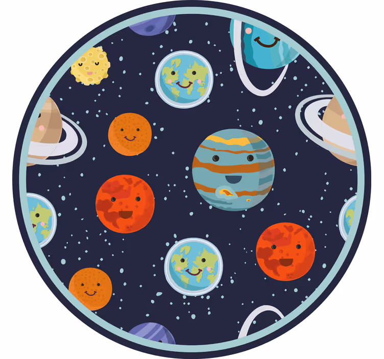 Roleta dla dzieci krąg uśmiechających się planet - TenStickers