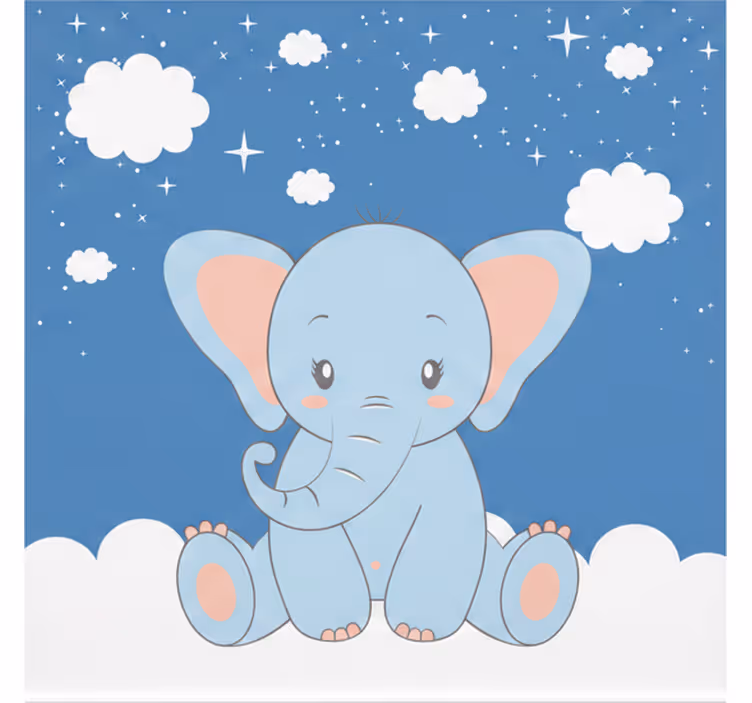 Roleta dla dzieci z uroczym niebieskim słonikiem - TenStickers