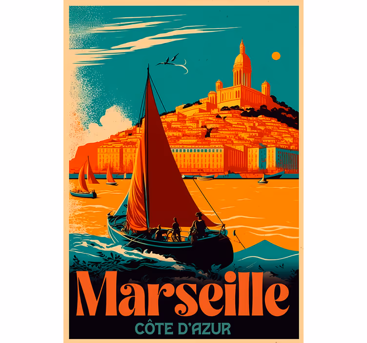 Roleta vintage w stylu marsylii côte d'azur - TenStickers