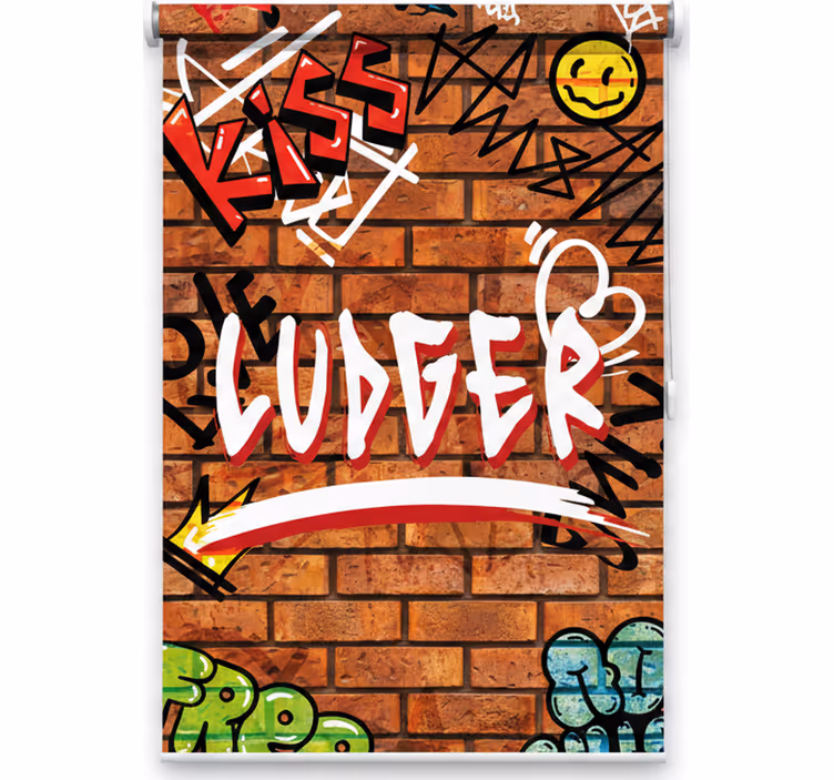Roleta dla nastolatka z graffiti na cegłach - TenStickers