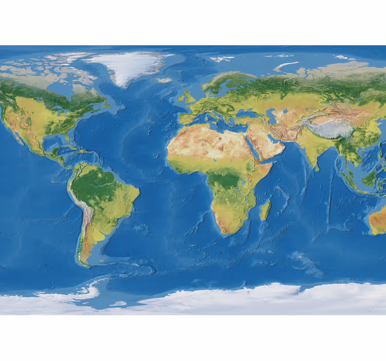 Roleta z mapą świata w realistycznej geografii - TenStickers