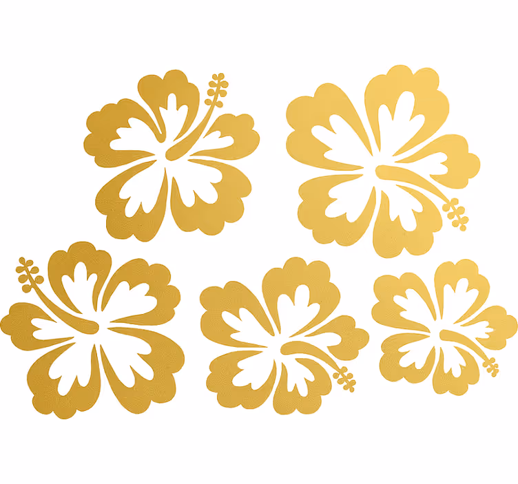 Roleta w kwiaty złote sylwetki kwiatów hibiskusa - TenStickers