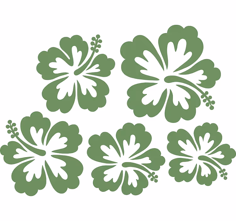 Roleta w kwiaty w kolorze szałwii z hibiskusem - TenStickers