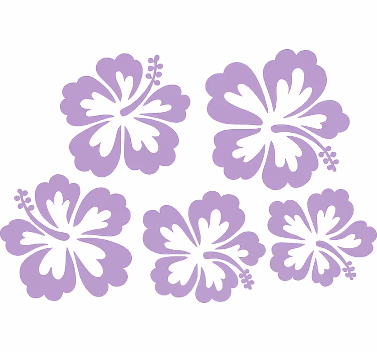 Roleta do sypialni fioletowe sylwetki kwiatów hibiskusa - TenStickers