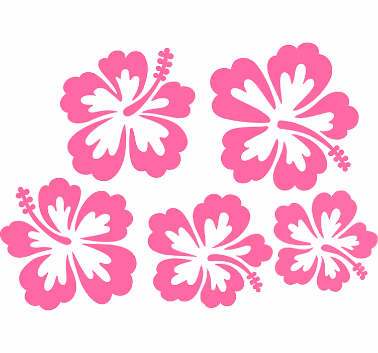 Roleta w kwiaty silhouette różowych hibiskusów - TenStickers