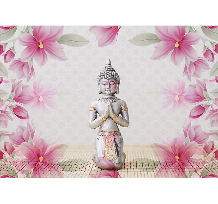 Roleta zen tapeta z buddą i magnolią - TenStickers