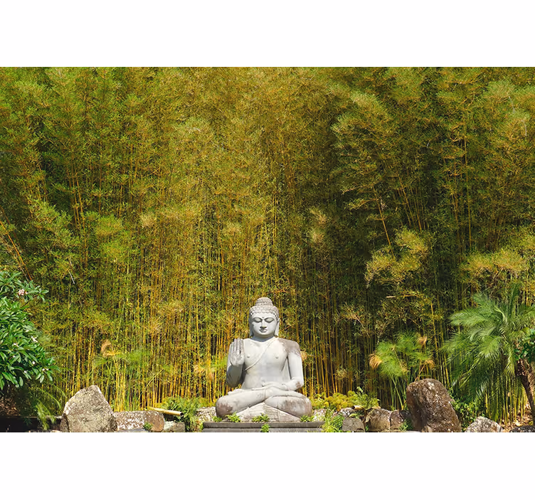 Roleta zen szary budda wpatrzony w zieleń - TenStickers