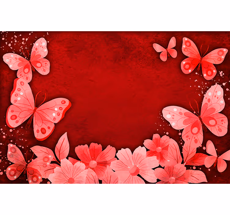 Czerwona roleta w kwiaty i motyle - TenStickers