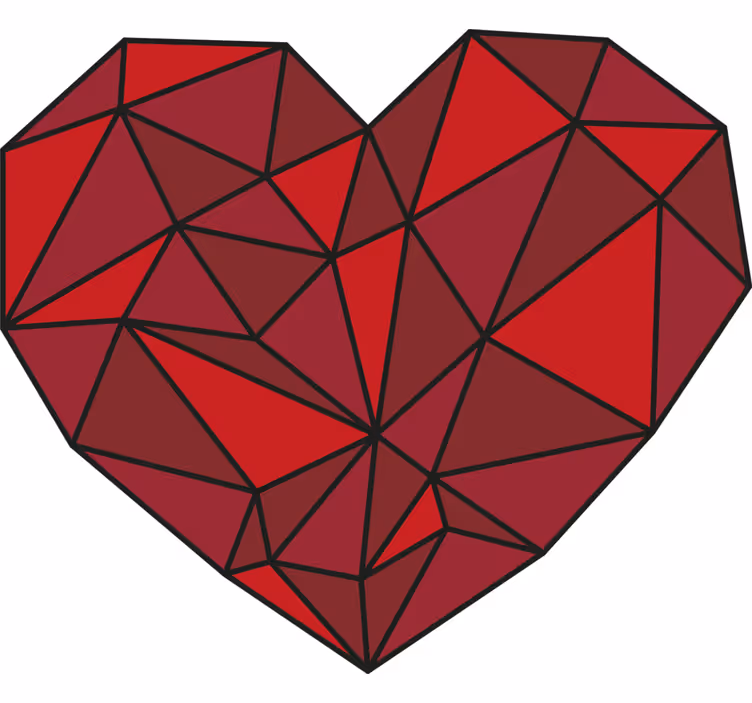 Czerwona roleta w geometryczne serce - TenStickers