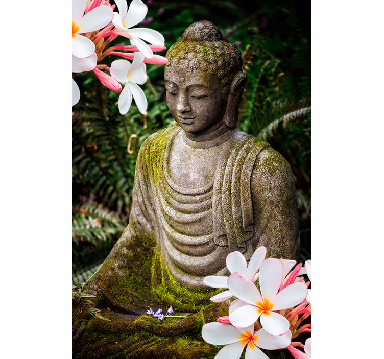 Roleta Kwiatowy zielony budda zen - TenStickers